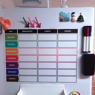 루베코 냉장고 자석 화이트보드 메모보드 달력 이유식, 1개, 파스텔 식단주간자석보드+마카3종+지우개+화살표자석3개