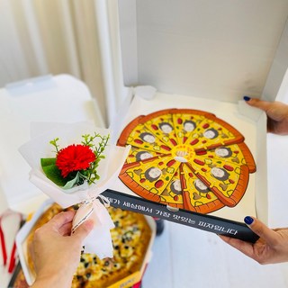 LOVELY FARM 人生綻放比薩鈔票盒 +單支人造花組, Real Hanpan Pizza