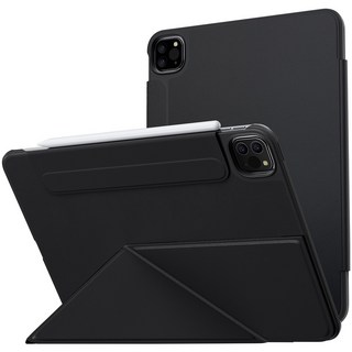 AITEWO 아이패드 케이스 삼각형 거치대 네 가지 각도조절 마그네틱 펜슬수납 미니 에어4/5/6/7 프로7/6/5/4/3/2세대 10.9/11/12.9/13인친 M2 M3 M4, 블랙, 1개