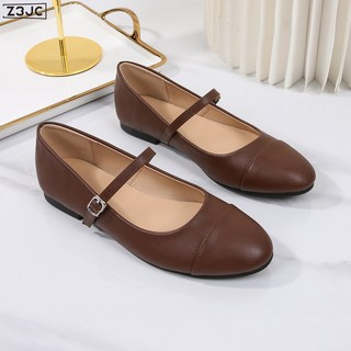 Z3JC 一字扣帶瑪麗珍簡約平底單鞋女豆豆鞋溫柔淺口圓頭百搭