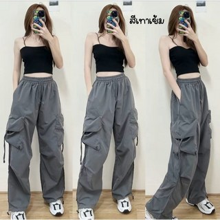 Ladyshare 韓版高腰寬鬆直筒速乾鬆緊工作褲 寬褲