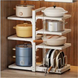 높이조절 후라이팬 냄비 정리대, 7단, 다크 그레이, 1개