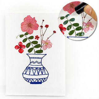 압화만들기 압화공예 원예치료 노인 수업키트, 6. 캔버스 압화 자수 화병 만들기 (4인용)