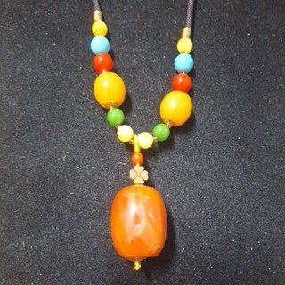 撫順豆油紅蜜臘佛眼桶珠項鍊，手工打磨，吉祥平安，優雅氣質，百搭時尚