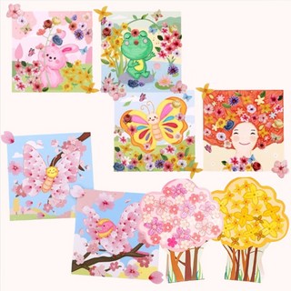 봄놀이 어린이집 미술활동 유치원 봄활동 오감놀이 봄꽃만들기, 5인용, 7. 봄꽃 압화 액자 꾸미기_개구리