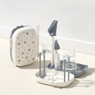 모노제이 꼼꼼세척 휴대용 젖병 건조대 세트, 애쉬블루