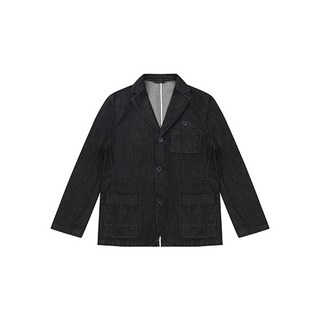 소루 데님 3 버튼 자켓_블랙
