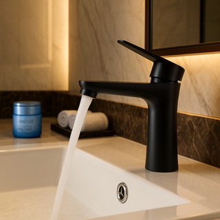 세면대 무광 블랙 수전 검정 수도꼭지 무광 원홀 세면 욕실 교체, 1개