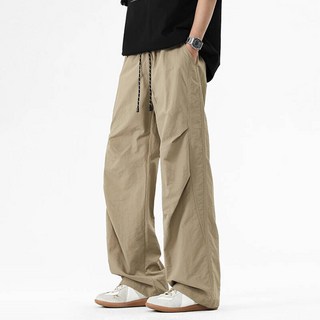寬鬆工裝休閒褲 抽繩沖鋒褲 耐磨舒適透氣 日系寬褲闊腿褲