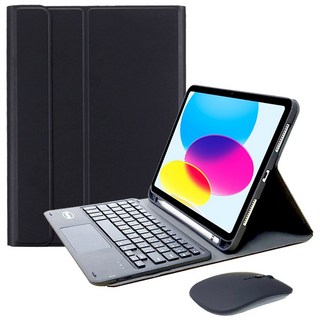 Powerway iPad 2025 (A16) / 10代專用樂控型藍牙鍵盤皮套組/送同色無線滑鼠, 尊貴黑(黑色鍵帽/黑色滑鼠), 1個