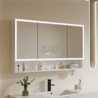 智能太空鋁浴室鏡櫃衛生間掛墻式帶燈防水美妝單獨收納一體置物架 鏡櫃 浴室櫃 浴櫃 鏡子 浴室鏡, 普通款-灰色鏡櫃,80cm