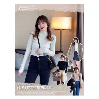 羊絨打底衫 半高領 摩卡色