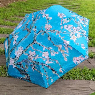 카본 초경량 3단 슬림 꽃피는 아몬드 나무 3단 암막 수동 우산 양우산 양산 명화우산