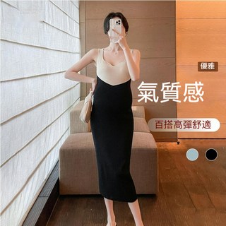 台灣出貨 孕婦洋裝 夏天 針織洋裝 拼接 大尺碼連衣裙 孕婦背心裙 吊帶洋裝 孕婦禮服宴會裙 法式洋裝