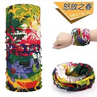 夏季防曬頭套 台灣出貨 騎行魔術頭巾 運動百變圍脖 戶外釣魚防曬全臉面罩 脖套 薄款 網紅裹胸, 1個, 花型19#