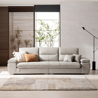 쉐우드가구 밀런 3.5인용 천연통가죽 소파 / 국내제조 자재등급 E0, 실버그레이