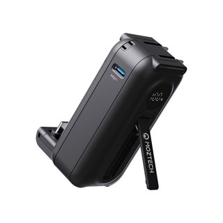 MOZTECH 太空艙 多功能口袋 行動電源 TypeC 迷你 直插式 萬能充, 紳士黑,蘋果接頭款