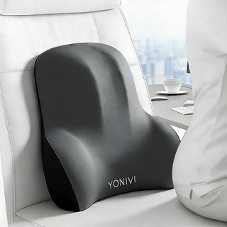 YONIVI 의자 등받이 쿠션 편안한 사무실 바른자세 등받이 허리 쿠션 바른자세 메모리폼 등받이쿠션, 블랙+그레이