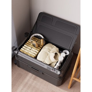 側開大容量可擴展拉杆箱 新款密碼旅行箱 結實耐用, B系列-納多灰