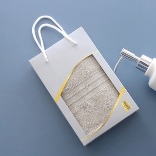 加厚純棉毛巾禮盒裝伴手禮 吸水送禮公司年會送禮實用小禮品, 1個, 銀立單盒+柔淨灰色:毛巾33*73cm 克重105g