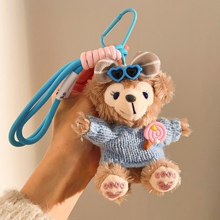 創意卡通毛絨潮酷小熊鑰匙扣可愛公仔掛件小禮品玩偶包包掛飾配飾, 達菲熊【掛繩款11】:達菲熊【掛繩款11】, 1個