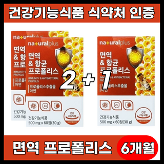 면역력높이는 면역력에좋은 영양제 강화제 만성염증 프로폴리스 아연 식약처인증, 3개, 60정