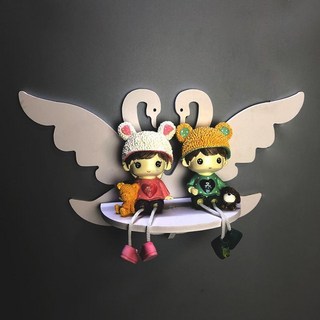 墻壁置物架 壁挂置物架 牆上置物架 免打孔 現代簡約 創意 臥室 電視背景牆 裝飾架 牆壁天鵝掛架 無痕收納架, 1個, 新版天鵝,[釘款]