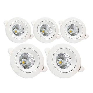 라인라이팅 LED 샤인 COB 3인치 다운라이트 8w 플리커프리, 5개, 주백색(아이보리빛)