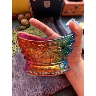 畫意坊 招財琉璃聚寶盆 - 復古刻花浮雕 招財進寶擺件, 七彩款