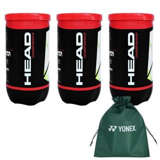 비케이스포츠 헤드 챔피언쉽 테니스공 테니스볼 시합구 3캔 + 파우치, 1세트