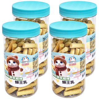 歐姆貓 凍乾貓細棒, 新鮮大麥草與鱈魚, 營養豐富, 小口徑設計, 蜂王乳+鱈魚, 80g, 4罐