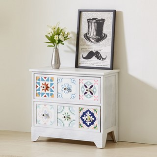 에코베스트 196원목수납장2단 원목서랍장 수납장 빈티지서랍장 콘솔 레트로서랍장 엔틱 원목협탁, 화이트