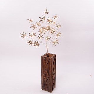 仿真植物 永生花 仿真銀杏葉尤加利 滿天星 鳳尾 龜背葉 花材 金色假花 仿真花 婚禮禮堂布置 家居裝飾, 金楓葉, 1個