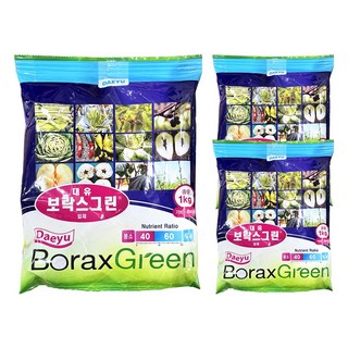 붕사 칼슘 비료 입제 1kg 대유 보락스그린 / 고추 배추 무 오이 토마토 수박 딸기 부추 양파 파, 3개