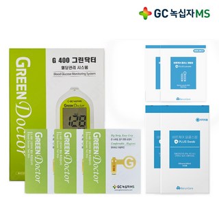 GC녹십자MS 그린닥터 혈당측정기 + 시험지100매 + 채혈침100매 + 알콜솜100매, 그린닥터혈당측정기세트, 1세트