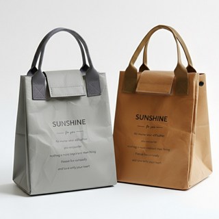 연예인 런치백 도시락 가방 피크닉 빈티지 푸드백, 브라운 + 그레이, 1세트