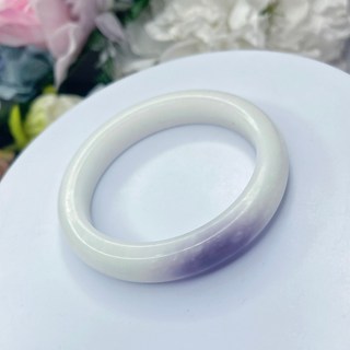 No.300 稀有俏一口 紫白玉手鐲 54MM 圈口 俏色 浪漫溫柔 新疆紫白玉手環