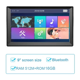 9인치 자동차 네비게이션 GPS 업그레이드 RAM 512M + ROM 16GB 용량 성 스크린 트럭 지도, 01 with Bluetooth, 01 안심배송