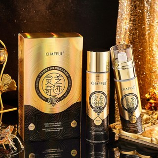 DR精選美妝平價店香芙兒靈芝膠原多肽緊緻抗皺水乳套盒 清潤細膩補水保濕水乳套裝, 1個, C0283