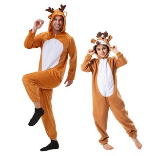 WULA烏拉 聖誕麋鹿連體衣 大人兒童聖誕節服裝 麋鹿裝 小鹿裝 聖誕派對角色扮演服飾