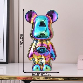 暴力熊存錢筒 電鍍流體熊擺件 裝飾存錢罐 開運新居入厝禮物推薦, 電鍍色 28公分 含存錢筒, 1個