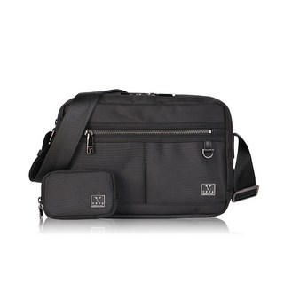 【VOVA】義大利沃汎 守護者系列中型斜背包 輕巧耐磨 多隔層收納 時尚百搭, 黑色