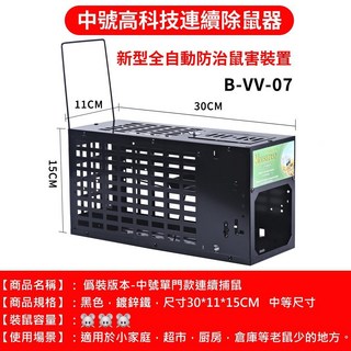 【開發票/統編】全自動 老鼠籠 捕鼠神器 滅鼠驅鼠, 1個, 偽裝版-黑色中號單門款連續捕鼠器-送鼠夾