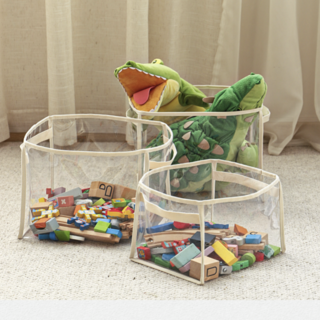 샤론 PVC 장난감 정리함 손잡이 다용도 수납박스, 2세트, 투명