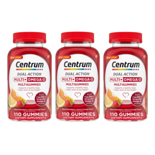 센트룸 듀얼액션 멀티비타민+오메가3 110구미, 3개, 55회분