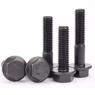 플랜지 육각 헤드 나사 등급 10.9 블랙 탄소강 M10 ~ M16 피치 1.25/1.5mm 하프 스레드 풀 와셔 볼트, 24 M10x110(Half thread), 02 2Pcs