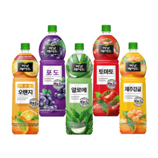 [한번에먹자쇼핑몰] 미닛메이드 과즙음료 1.5L 5종 혼합구성 세트 각 1개씩 / 오렌지+포도+알로에+토마토+제주감귤 / 총 5개