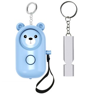 투데이리빙 호신용 곰돌이 경보기 + 호루라기 휴대용 어린이 호신 용품, R79096L(블루, 2개