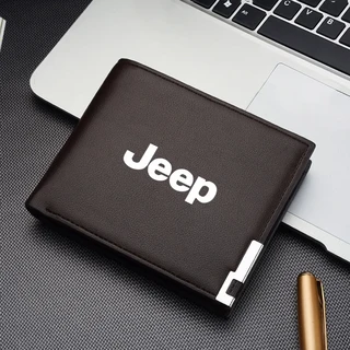 가죽 자동차 짧은 남성용 지갑 (카드 홀더 포함) jeep 호환 Renegade Compass Wrangler Patriot Grand Cher, 02 coffee