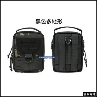 【野戰搖滾】T65 EDC 戰術腰包、側背包【黑色、迷彩】附背帶 腰掛包勤務背包手機腰包騎車腰包登山腰包釣魚腰包工具包, 黑色多地形